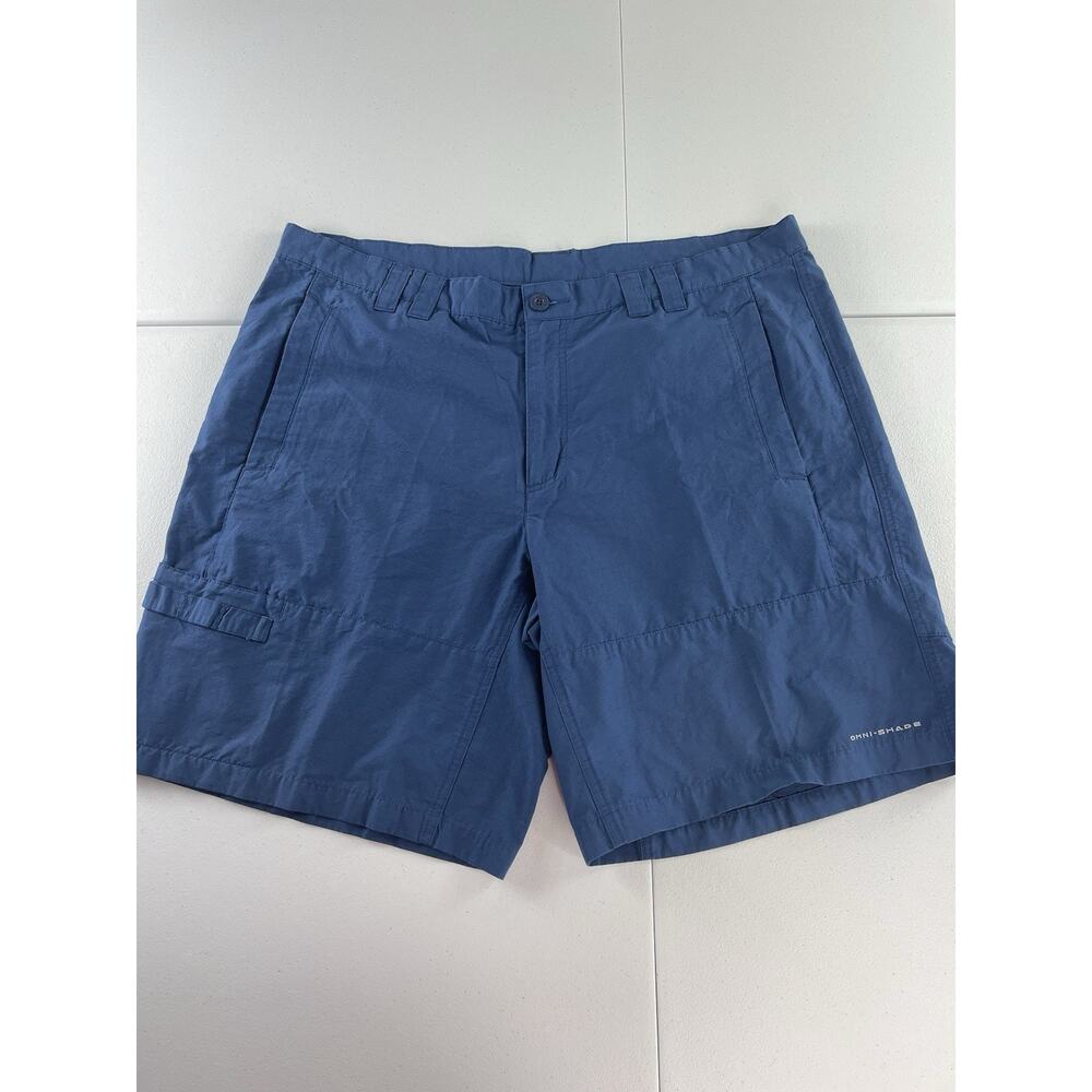 Columbia Mens PFG Omni-Shade Shorts Size 40 Ripstop Blue Khaki Fishing Gorpcore